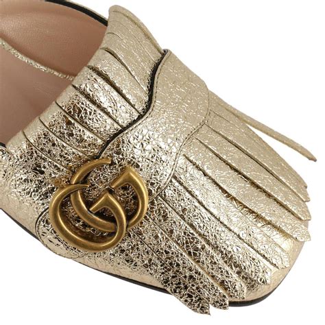 gucci gold flake flats|Gucci leather flats for women.